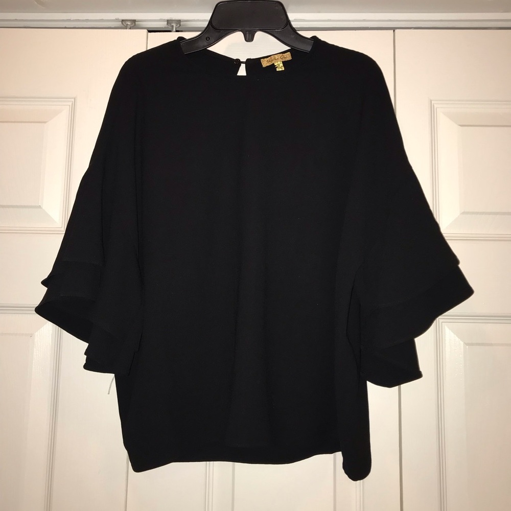 Never worn black blouse with layered sleeves